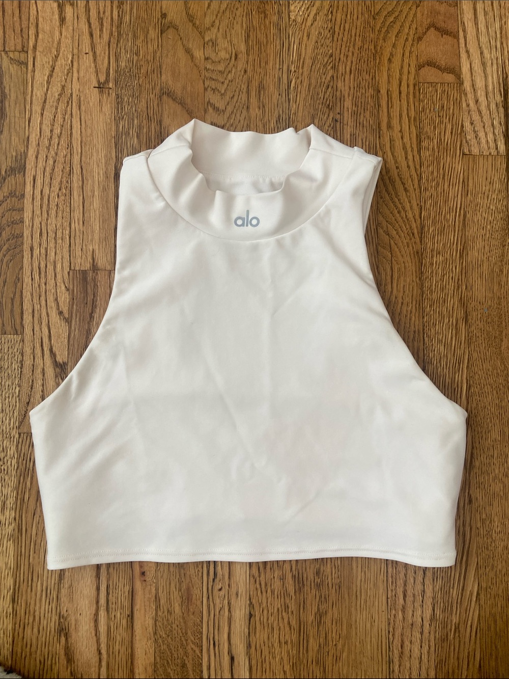 ALO Yoga White High-Neck Cropped Tank Top